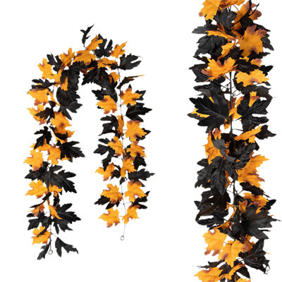  Décoration d'Halloween Guirlande de feuille artificielle en rotin suspendue à la feuille d'érable