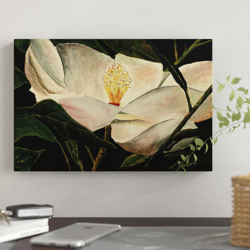« magnolia fleur », reproduction sur toile, H 12 po x l 18 po x P 1,5 po, Toile tendue, Pas de tapis