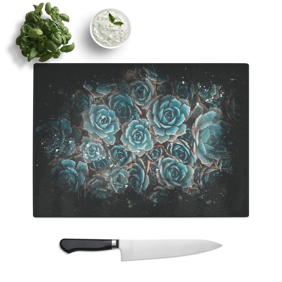 Tempered Glass Succulent Plants Chopping Board