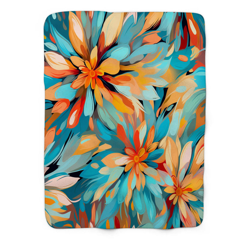 Floral Fusion Peinture - 1 pièce Sherpa Premium, Lit simple