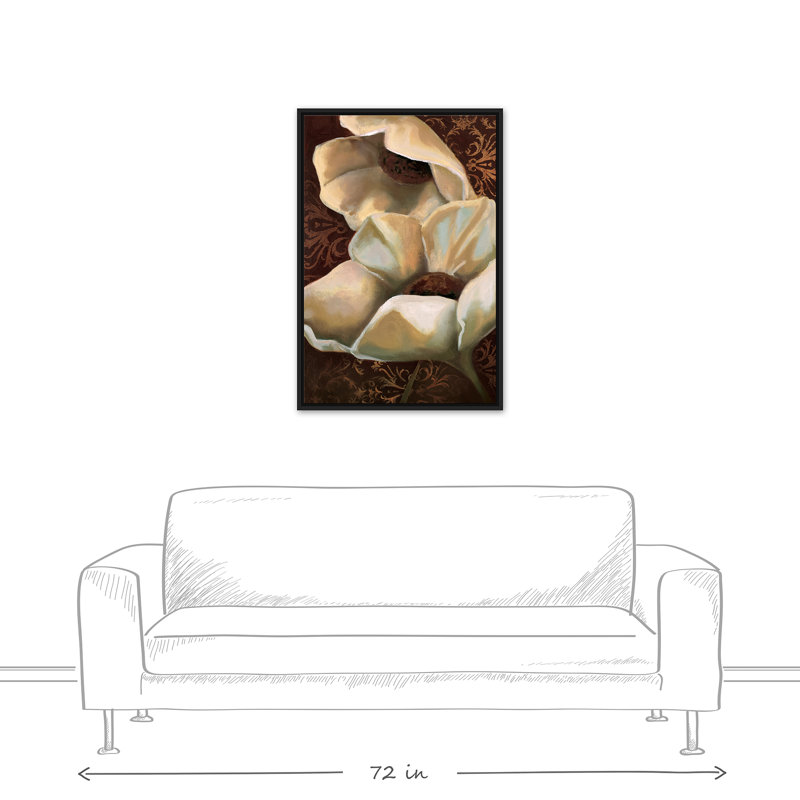 Magnolia gros plan sur toile, H 37,75 po x l 25,75 po x P 1,75 po, Cadre flottant noir