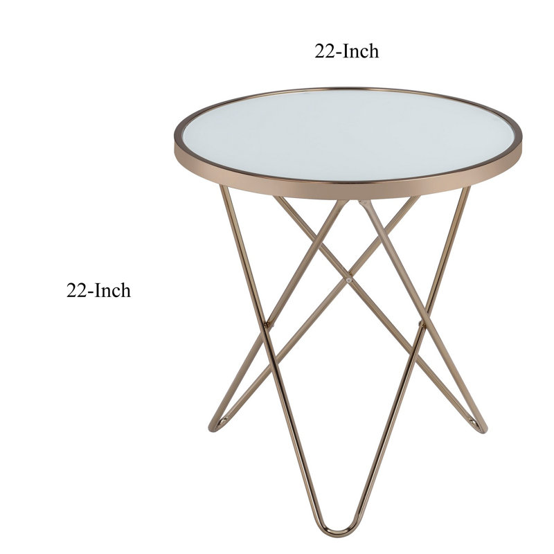 Huckell Glass Top End Table, White