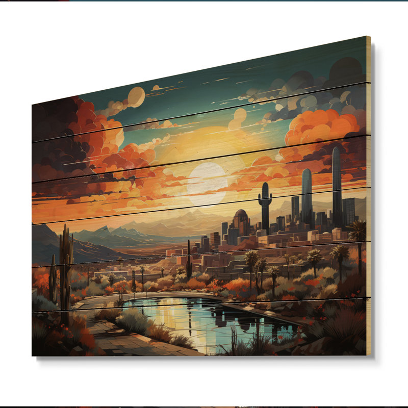 City Phoenix Popart III sur bois, H 10 po x l 20 po x P 0,78 po