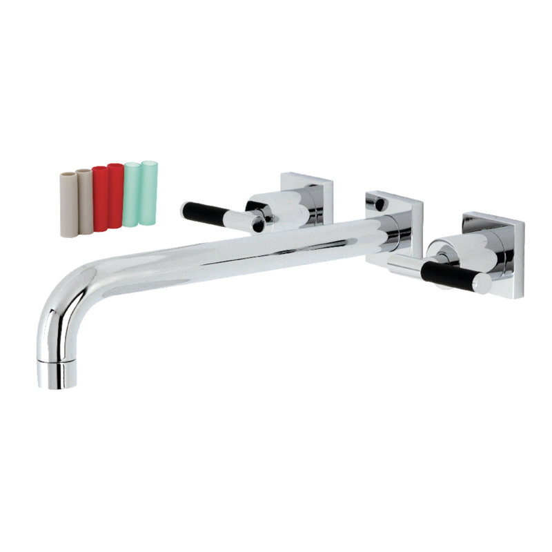 Kingston Brass Kaiser Two-Handle 3-Hole Wall Mount Roman Tub Faucet, Polished Chrome