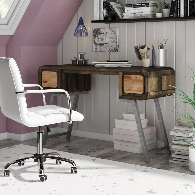 Nueva Vista Solid Wood Top Metal Base Writing Desk