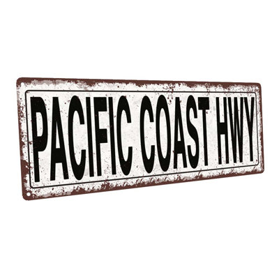 Intérieur de la Pacific Coast Hwy. Panneau en métal, art mural pour décor tropical, décor de surf, chalet de plage, location de vacances