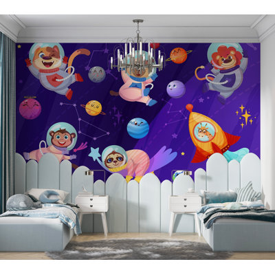 Premium Wallpaper Wall Mural - Space Animals Adventure