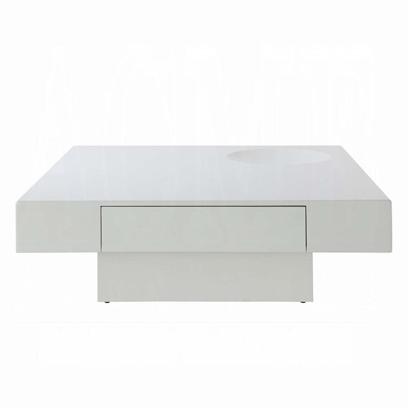 Table basse carrée blanche brillante