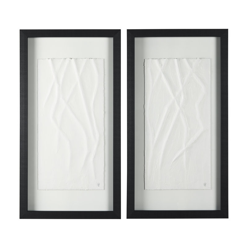 Vignes blanches, une œuvre d'art texturée 3D encadrée à la main sous verre, H 43 po x l 23 po, Vignes blanches II, 2
