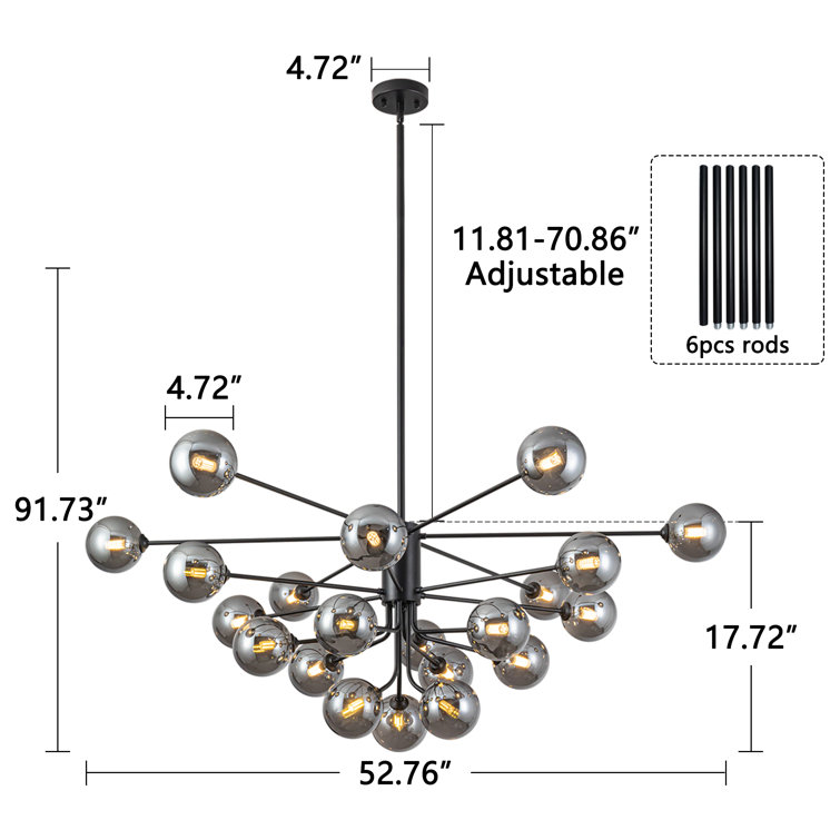 Kyiesha 21 - Light Dimmable Modern Linear Chandelier Sputnik Chandeliers Dining Room Chandelier
