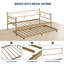 Lit de jour simple en métal avec couchette coulissante | Structure en acier durable avec tête de lit | Canapé-lit peu encombrant pour chambre à coucher ou chambre d'amis, doré-574618301