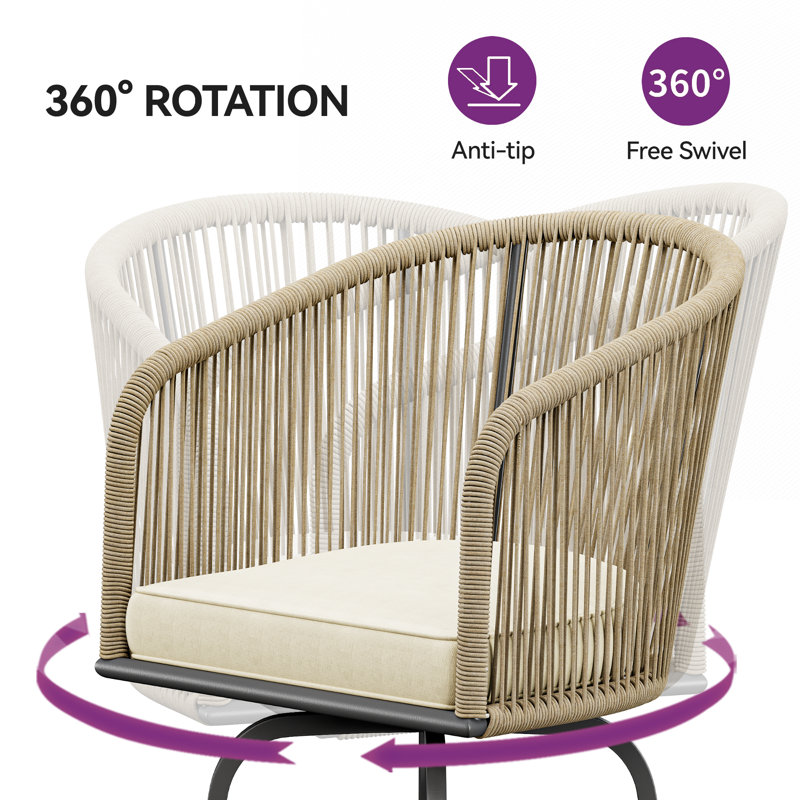 Anasol 4 Piece Outdoor 32.3'' Bar Stool with Cushion, Brown