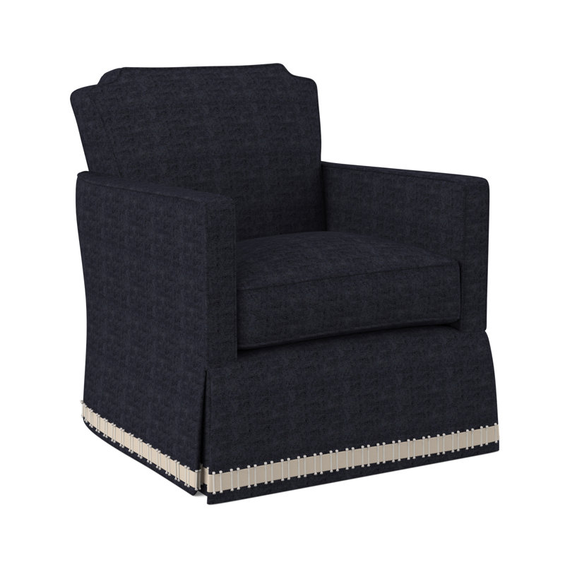 Fauteuil pivotant à jupe Elise, 100% polyester bleu marine de Venise