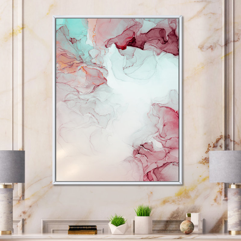 Marbre gris et rose, ondulations d'art II - reproduction d'art moderne sur toile, H 20 po x l 12 po x P 1 po