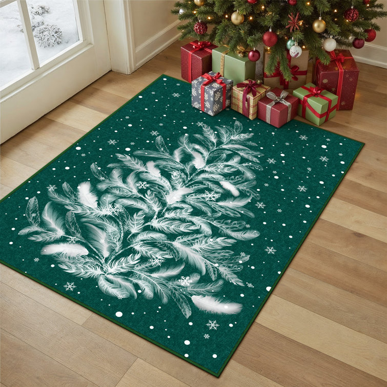 Christmas Decorative Washable Area Rug With Non-Slip Backing