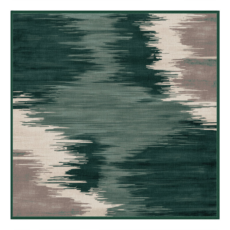Tapis vert aquarelle lavable à la machine, Carré 6 pi