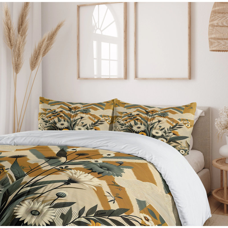 Floral Eucalyptus Duvet Cover, King Duvet Cover + 2 Standard Shams