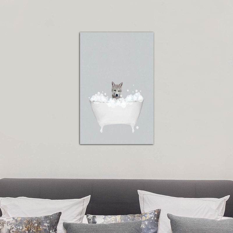 Wolf Blue Bath by Leah Straatsma - Wrapped Canvas Print, 66.04 cm H x 45.72 cm W x 1.91 cm D