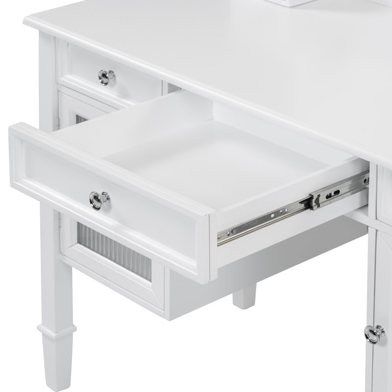 Laneah Makeup Vanity Desk with Adjustable Mirror, Drawers & Stool