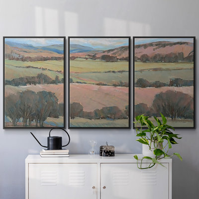Hilly Countryside I, reproduction encadrée sur toile 3 pièces