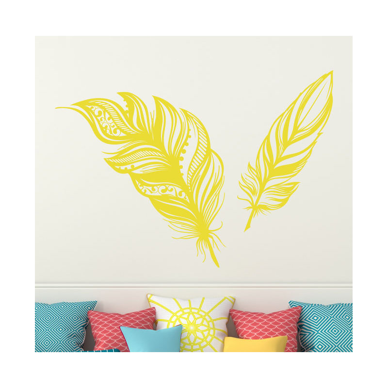Adhésif décoratif plumes, H 22 po x l 31 po, Gris