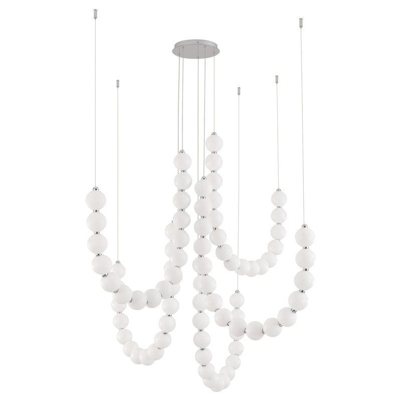 Akoya 80 Light Silver dimmable LED Chandelier, Chrome-RT, 5 Head Chandelier