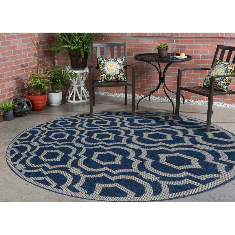 Geometric Indoor / Outdoor Rug, Round 6'6"