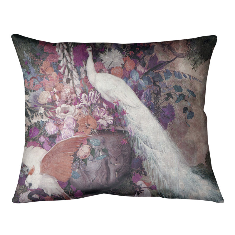 Coussin peacock, Rose, Bourre en polyester, 20 po x 14 po