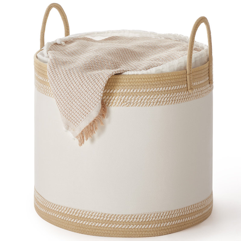 Laundry Bag With Lid, 18.1" H x 19.7" W x 19.7" D, Brown
