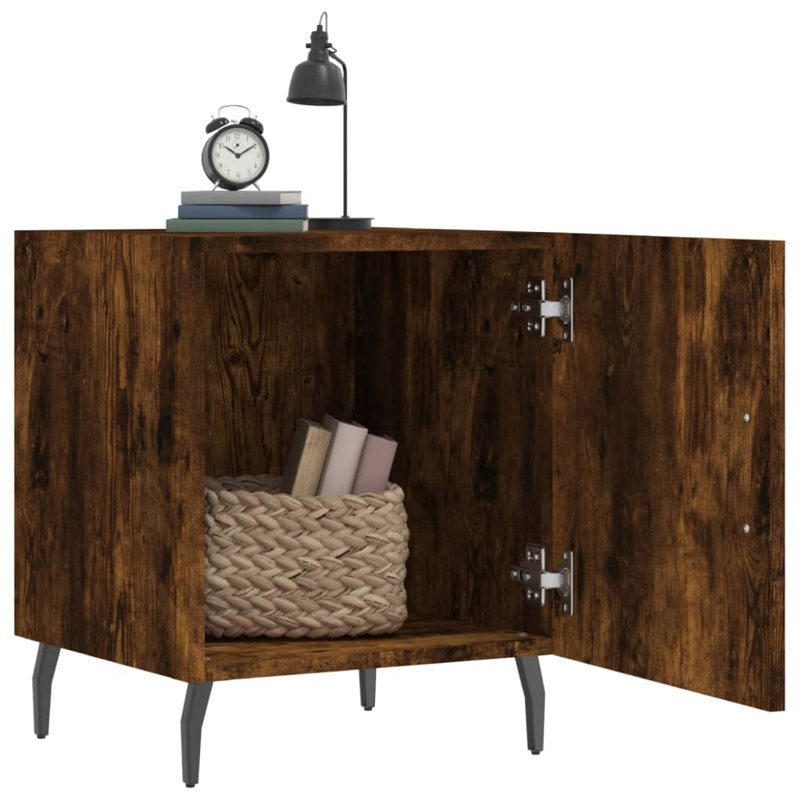 Mearle 40cm W Iron Bedside Table, Smoked Oak, Set of 2