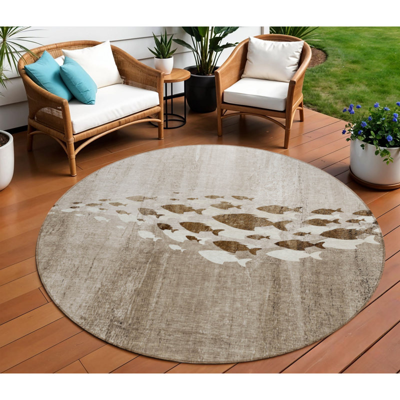 HomeRoots Round Machine Woven Area Rug