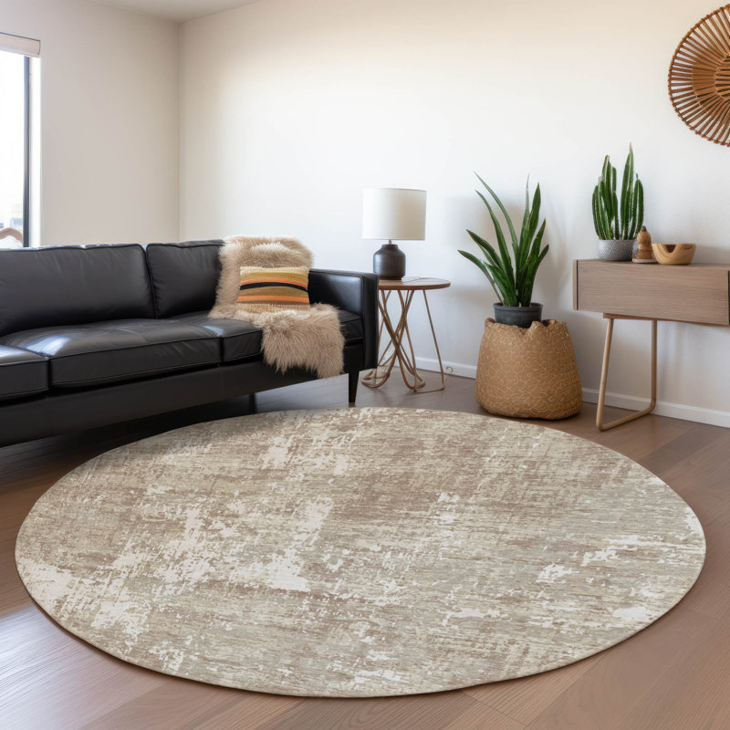 Premium Machine Washable Mayfield AMF1008 Abstract Rug, Round 8'