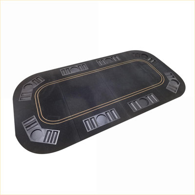 Plateau de table rectangulaire en feutre noir pour 8 joueurs de poker avec sac de transport 63 po | Noir | Moderne