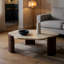 Table basse hexagonale robuste avec plateau en pierre-823834833