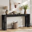 Console 70,9 po en bois massif, table d'entrée noire pour couloir