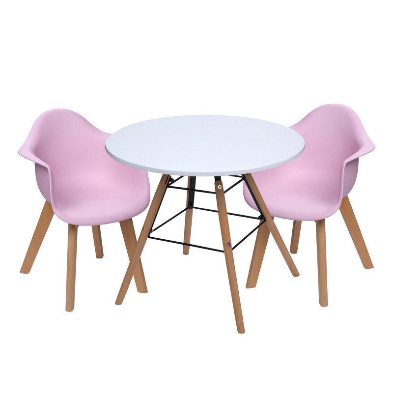 Ensemble de table d'écriture et de chaises pour enfants 3 pièces Rebello, Rose