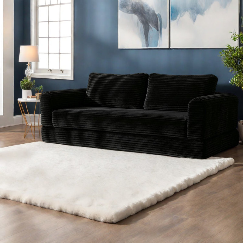 Canapés extensibles à compression avec rangement, 193 cm (76 pouces) en velours côtelé, style moderne.