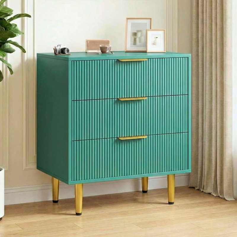 71cm W 3 - Drawer Chest of Drawers, Green