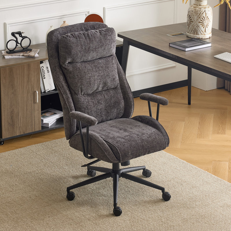 Chaise de bureau pivotante à dossier haut réglable 27,2 pouces, Gris