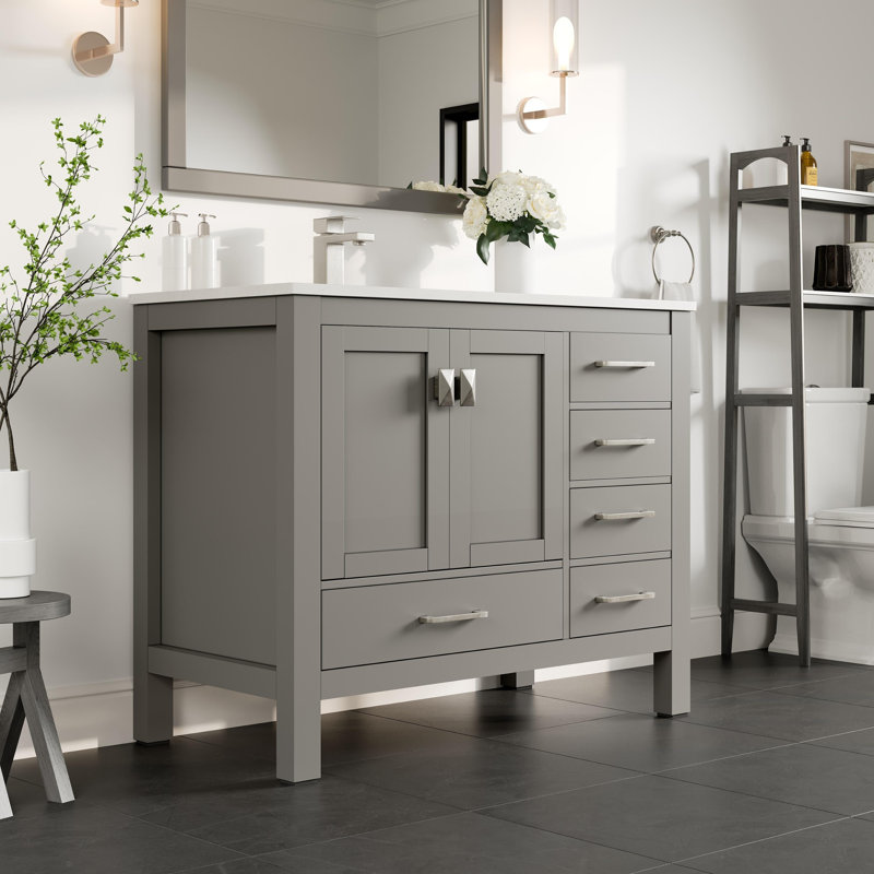London 42" W Single Bathroom Vanity Set, Gray