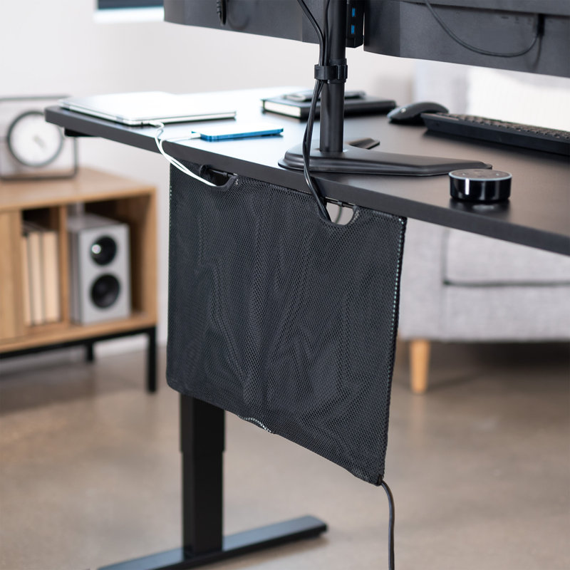 Vivo Black Under Desk Privacy & Cable Management Sleeve Panel