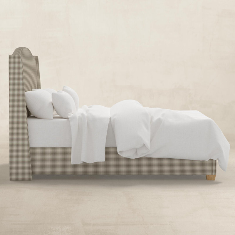 Upholstered Wingback Bed, Full , Burlap
