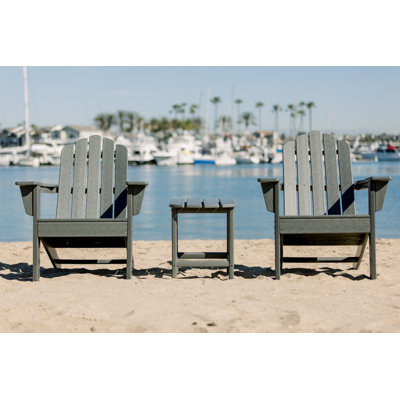 LuXeo Marina HDPE Outdoor Adirondack Chair and Table Set, 3-Piece