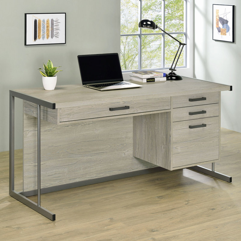 Bureau luge blanc et gris anthracite