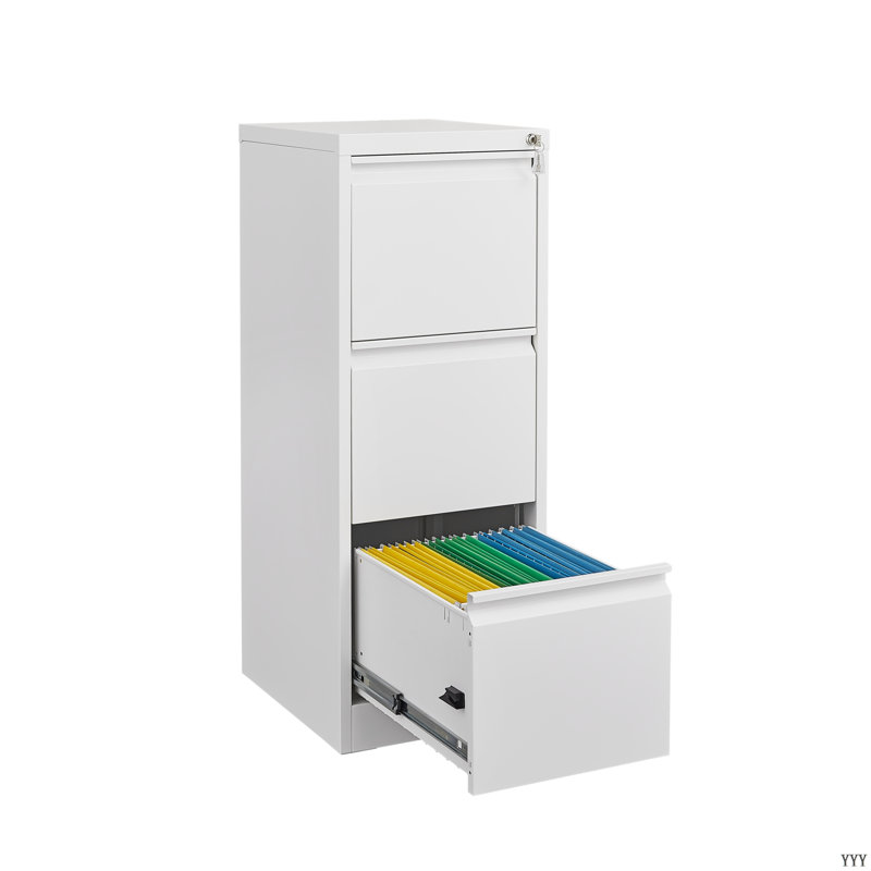 3 Drawer File Cabinet With Lock Metal Vertical File Storage Cabinet Office Home Steel Vertical File Cabinet For A4 Legal/Letter Size Narrow File Cabinet Locked,Assembly Required