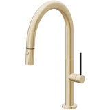 Pull-Down Kitchen Faucet With Button Sprayer - Low Arc Spout