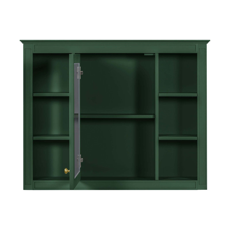 Armoire de rangement murale pour salle de bain, armoire à pharmacie, armoire de salle de bain moderne avec miroir, Vert