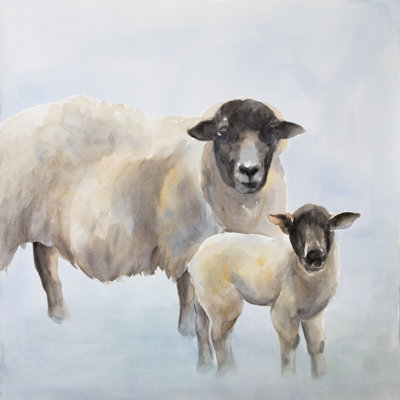 «Sheep with a Lamb», reproduction de peinture à l'huile sur toile tendue