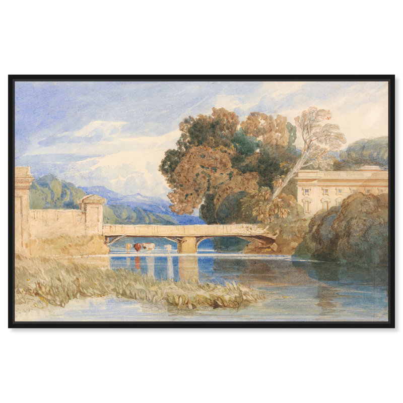 Chateau Navarre, impressionisme sur toile par Art Remedy, Cadre noir, H 11 po x l 16 po