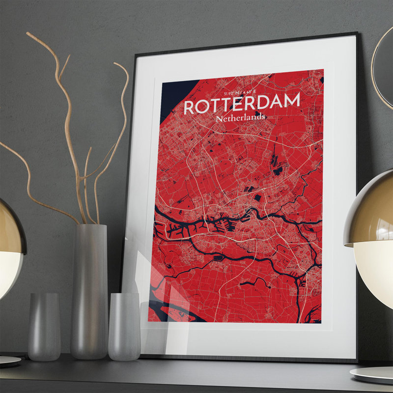 Rotterdam City Map In Nautical - No Frame Print, 36cm H x 24cm W x 0.05cm D